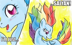 Size: 600x374 | Tagged: safe, artist:xanthestar, rainbow dash, g4, dragon ball, dragon ball z, dragonball z abridged, female, meme, parody, solo