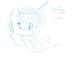 Size: 1280x996 | Tagged: safe, artist:darkflame75, princess luna, lunadoodle, g4, bust, female, monochrome, portrait, sketch, solo