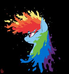 Size: 1884x2009 | Tagged: safe, artist:greyscaleart, rainbow dash, g4, digital art, female, paint, paint as mane/tail/hair, portrait, solo, trippy