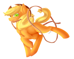 Size: 4197x3355 | Tagged: safe, artist:zodiacnicola, applejack, g4, female, lasso, mouth hold, simple background, solo