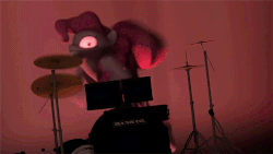 Size: 500x282 | Tagged: safe, artist:argodaemon, pinkie pie, g4, 3d, animated, drums, female, flailing, meme, musical instrument, nightmare fuel, party hard, solo, source filmmaker, vibrating, youtube link