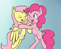 Size: 1000x800 | Tagged: safe, artist:vividvulpine, fluttershy, pinkie pie, g4, crying, happy, hug