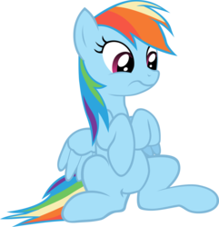 Size: 2923x3034 | Tagged: safe, artist:klaifferon, rainbow dash, pony, g4, rainbow falls, belly, cute, dashabetes, do not want, female, frown, high res, simple background, sitting, solo, transparent background, vector