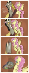 Size: 2772x6911 | Tagged: safe, artist:darkestsunset, discord, fluttershy, g4, blushing, cheek kiss, comic, cute, female, kissing, male, melting, puddle, ship:discoshy, shipping, straight