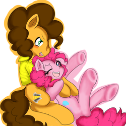 Size: 2000x2000 | Tagged: safe, artist:wonton soup, cheese sandwich, pinkie pie, g4, female, high res, male, pixiv, ship:cheesepie, shipping, straight, underhoof