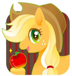 Size: 474x500 | Tagged: safe, artist:fuyuse leka, applejack, g4, apple, female, pixiv, solo