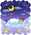 Size: 453x500 | Tagged: safe, artist:fuyuse leka, rainbow dash, pegasus, pony, g4, blanket, cloud, cloudy, crescent moon, cute, female, moon, night, onomatopoeia, pixiv, shooting star, sleeping, solo, sound effects, zzz