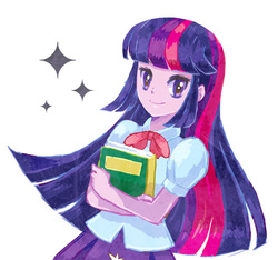 Size: 500x468 | Tagged: safe, artist:fuyuse leka, twilight sparkle, equestria girls, g4, book, female, pixiv, solo