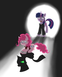 Size: 803x996 | Tagged: safe, artist:drhikari, pinkie pie, twilight sparkle, g4, dr jekyll, dr jekyll and mr hyde, duality, gabriel john utterson, mr hyde, pinkamena diane pie