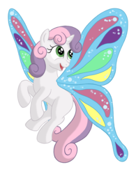 Size: 1496x1920 | Tagged: safe, artist:nebulastar985, sweetie belle, alicorn, pony, g4, butterfly wings, female, filly, glimmer wings, simple background, solo, transparent background, wings