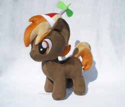 Size: 967x825 | Tagged: safe, artist:lilmoon, button mash, earth pony, pony, g4, blank flank, colt, cute, foal, hat, hooves, irl, male, photo, plushie, propeller hat, solo