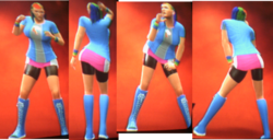 Size: 1361x698 | Tagged: safe, screencap, rainbow dash, equestria girls, g4, barely pony related, clothes, compression shorts, create-a-wrestler, female, photo, pose, skirt, solo, video game, wwe, wwe 2k14