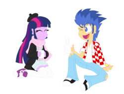 Size: 898x687 | Tagged: safe, artist:thelunarmage, flash sentry, twilight sparkle, equestria girls, g4, coffee, date, duo, female, male, ship:flashlight, shipping, simple background, straight, transparent background