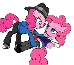 Size: 1108x981 | Tagged: safe, artist:momo, pinkie pie, g4, cute, diapinkes, duality, rapper pie, self ponidox, simple background