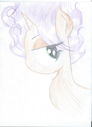 Size: 1700x2338 | Tagged: safe, artist:macroscopicponies, oc, oc only, oc:pumpkin spice, bedroom eyes, scanned, solo, traditional art