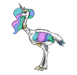 Size: 1029x1005 | Tagged: safe, artist:ophdesigner, princess celestia, ostrich, g4, female, simple background, solo, species swap, white background