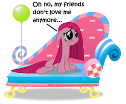Size: 985x812 | Tagged: source needed, useless source url, safe, artist:aleximusprime, pinkie pie, g4, couch, drama queen, fainting couch, female, left out, pinkamena diane pie, sad, simple background, solo, the worst possible thing, transparent background