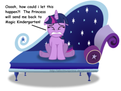 Size: 1024x769 | Tagged: safe, artist:aleximusprime, twilight sparkle, pony, unicorn, g4, comic sans, couch, drama queen, eyes closed, fainting couch, fear, female, floppy ears, gritted teeth, recolor, scared, simple background, sitting, solo, the worst possible thing, transparent background, unicorn twilight