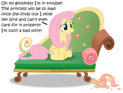 Size: 1024x774 | Tagged: safe, artist:aleximusprime, fluttershy, philomena, phoenix, g4, couch, drama queen, simple background, the worst possible thing, transparent background