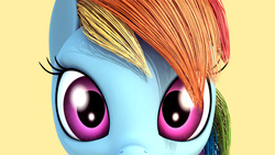 Size: 1000x563 | Tagged: safe, artist:2snacks, rainbow dash, g4, 3d, autodesk maya, close-up, female, looking at you, solo, staring into your soul