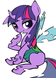 Size: 1378x1924 | Tagged: safe, artist:hwaho, twilight sparkle, changeling, g4, changelingified, female, solo, twiling