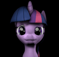 Size: 754x717 | Tagged: safe, artist:zeog, twilight sparkle, pony, unicorn, g4, 3d, animated, cute, eyes closed, female, floppy ears, grin, laughing, looking at you, mare, portrait, raised eyebrow, smiling, solo, source filmmaker