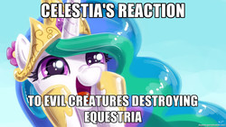 Size: 1280x720 | Tagged: safe, artist:kp-shadowsquirrel, princess celestia, g4, evil, female, image macro, meme, solo, tyrant celestia