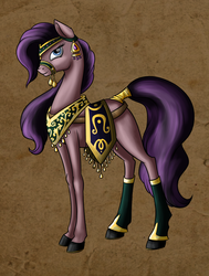Size: 1024x1353 | Tagged: safe, artist:28gooddays, amira, saddle arabian, g4, bridle, female, mare, saddle, solo, tail wrap