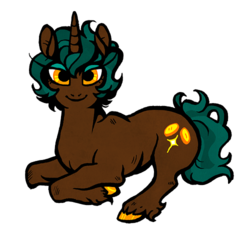 Size: 500x462 | Tagged: safe, artist:malliya, oc, oc only, oc:goldy loots, pony, unicorn, female, mare, solo, unshorn fetlocks