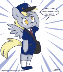 Size: 525x600 | Tagged: safe, artist:caycowa, derpy hooves, anthro, g4, clothes, female, solo, uniform