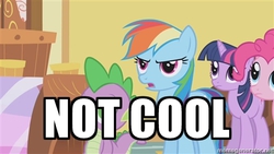 Size: 500x281 | Tagged: safe, edit, edited screencap, screencap, pinkie pie, rainbow dash, spike, twilight sparkle, g4, image macro, meme, reaction image