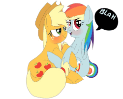 Size: 670x536 | Tagged: safe, artist:misspolycysticovary, applejack, rainbow dash, earth pony, pegasus, pony, g4, ..., animated, bedroom eyes, blushing, covering, cuddling, cute, dashabetes, dialogue, duo, embarrassed, eye contact, eyes closed, facehoof, female, heart, kissing, lesbian, on side, open mouth, pictogram, question mark, ship:appledash, shipping, smiling, snuggling, surprise kiss, surprised, tail wag, wide eyes
