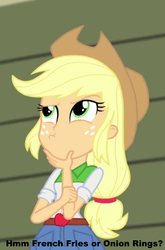 Size: 713x1080 | Tagged: safe, applejack, equestria girls, g4, female, image macro, meme, solo, thinkerjack