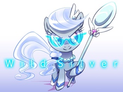 Size: 960x720 | Tagged: safe, artist:almaska, silver spoon, g4, cute, female, glare, glasses, hoof hold, looking at you, magical girl, scepter, smirk, solo, spoon