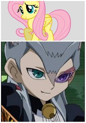 Size: 840x1200 | Tagged: safe, fluttershy, g4, anime, catherine, character comparision, comparison, crossover, cuddly, cute, yu-gi-oh!, yu-gi-oh! zexal