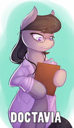 Size: 300x518 | Tagged: safe, artist:drbdnv, octavia melody, earth pony, pony, g4, clipboard, clothes, doctor, female, glasses, lab coat, mare, solo, stethoscope