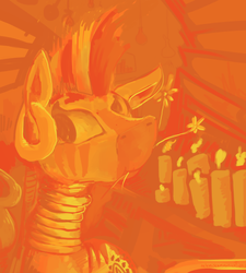 Size: 500x556 | Tagged: safe, artist:doctorpepperphd, zecora, zebra, g4, candle, female, flower, limited palette, monochrome, mouth hold, orange, solo