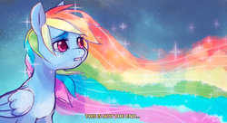 Size: 1024x559 | Tagged: safe, artist:naminzo, rainbow dash, pegasus, pony, g4, crying, female, frown, gritted teeth, long mane, mare, sad, solo, sparkles, windswept mane