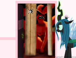 Size: 1278x986 | Tagged: safe, queen chrysalis, changeling, changeling queen, fox, kitsune, g4, exploitable meme, female, fluffle puff's closet, kurama, kyuubi, meme, naruto