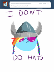 Size: 768x1024 | Tagged: safe, rainbow dash, g4, ask, hat, rainbowdashtellsitlikeitis, tumblr, viking