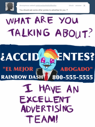 Size: 500x667 | Tagged: safe, rainbow dash, g4, advertisement, ask, facial hair, mousdash, moustache, rainbowdashtellsitlikeitis, spanish, tumblr