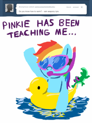 Size: 768x1024 | Tagged: safe, gummy, rainbow dash, g4, ask, rainbowdashtellsitlikeitis, scuba gear, tumblr