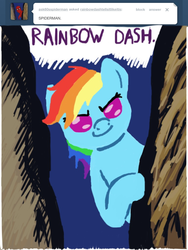 Size: 768x1024 | Tagged: safe, rainbow dash, g4, ask, male, rainbowdashtellsitlikeitis, spider-man, tumblr