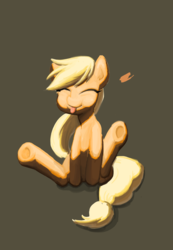 Size: 2260x3260 | Tagged: safe, artist:tunairs, applejack, earth pony, pony, g4, eyes closed, female, high res, silly, silly pony, sitting, solo, tongue out, underhoof