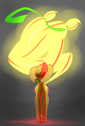 Size: 1181x1748 | Tagged: safe, artist:underpable, applejack, g4, badass, female, glare, rainbow power, solo