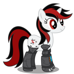 Size: 2600x2600 | Tagged: safe, artist:koshakevich, oc, oc only, oc:blackjack, cyborg, pony, unicorn, fallout equestria, fallout equestria: project horizons, amputee, cybernetic legs, high res, level 2 (project horizons), prosthetics, simple background, solo, transparent background, vector