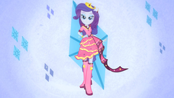 Size: 1920x1080 | Tagged: safe, edit, edited screencap, screencap, rarity, equestria girls, g4, boots, clothes, crown, cutie mark, dress, fall formal, female, gala dress, grand galloping gala, high heel boots, jewelry, regalia, shoes, solo, tiara