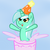 Size: 800x800 | Tagged: dead source, safe, artist:spaerk, lyra heartstrings, g4, cake, female, filly, happy birthday, hat, party hat, popping out of a cake, solo