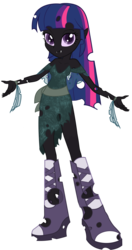 Size: 1400x2650 | Tagged: safe, edit, edited screencap, screencap, twilight sparkle, changeling, equestria girls, g4, changelingified, clothes, female, solo, twiling