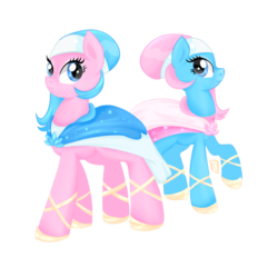 Size: 1000x1000 | Tagged: safe, artist:elimicho, aloe, lotus blossom, earth pony, pony, g4, clothes, dress, duo, duo female, female, gala dress, mare, simple background, transparent background